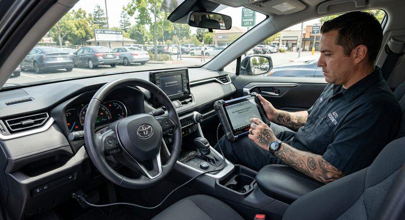 Automotive locksmith using OBD-II key programmer in Mountain View